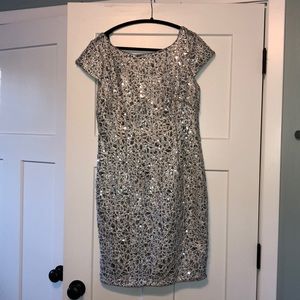 Adrianna Papell Silver Cocktail Dress